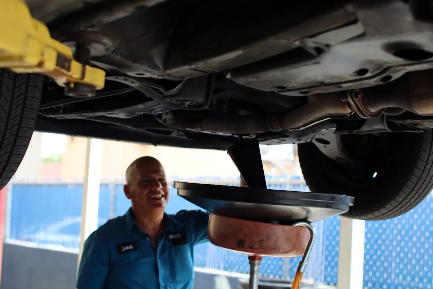 Oil and filter change during scheduled maintenance at Japanese Auto Tech